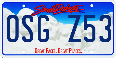 SD license plate 0SGZ53