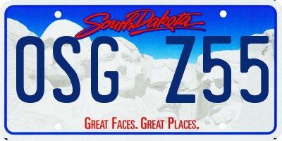 SD license plate 0SGZ55