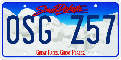 SD license plate 0SGZ57