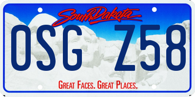 SD license plate 0SGZ58
