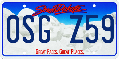SD license plate 0SGZ59