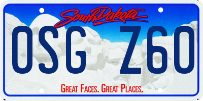 SD license plate 0SGZ60