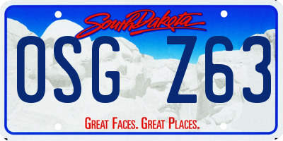 SD license plate 0SGZ63