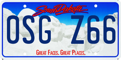 SD license plate 0SGZ66