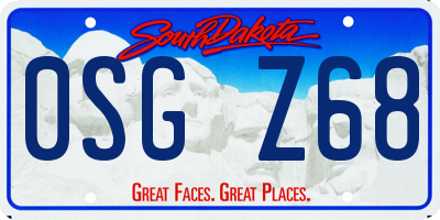 SD license plate 0SGZ68