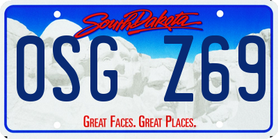SD license plate 0SGZ69