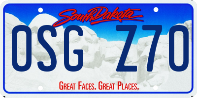 SD license plate 0SGZ70