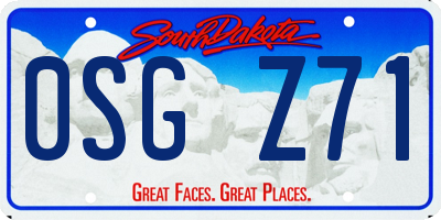 SD license plate 0SGZ71