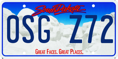 SD license plate 0SGZ72