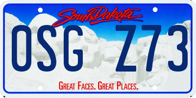 SD license plate 0SGZ73