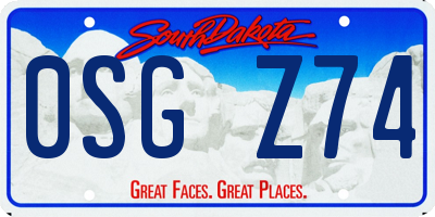 SD license plate 0SGZ74