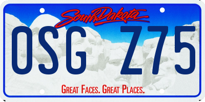 SD license plate 0SGZ75