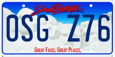 SD license plate 0SGZ76