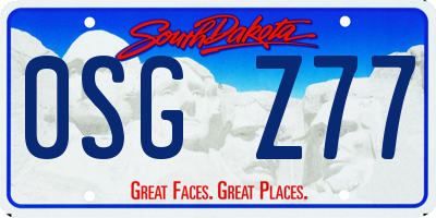 SD license plate 0SGZ77