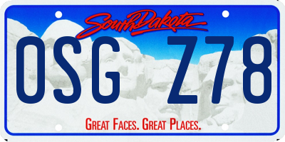 SD license plate 0SGZ78