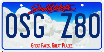 SD license plate 0SGZ80
