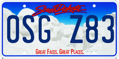 SD license plate 0SGZ83