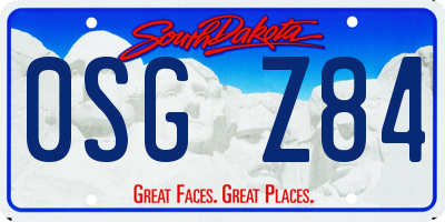 SD license plate 0SGZ84