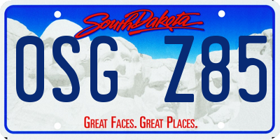 SD license plate 0SGZ85