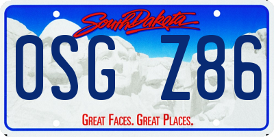SD license plate 0SGZ86