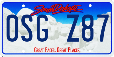 SD license plate 0SGZ87