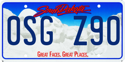 SD license plate 0SGZ90