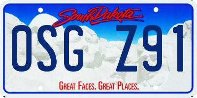 SD license plate 0SGZ91