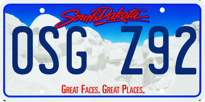 SD license plate 0SGZ92