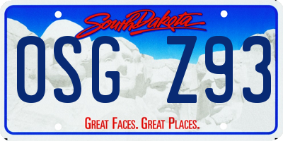 SD license plate 0SGZ93