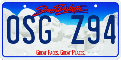 SD license plate 0SGZ94