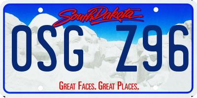 SD license plate 0SGZ96