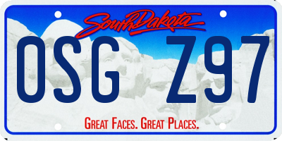 SD license plate 0SGZ97
