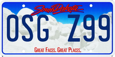 SD license plate 0SGZ99