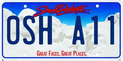 SD license plate 0SHA11