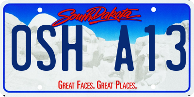 SD license plate 0SHA13
