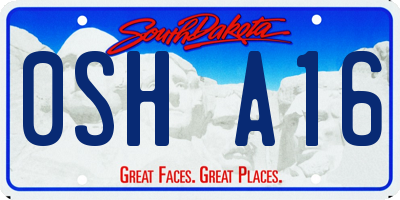 SD license plate 0SHA16