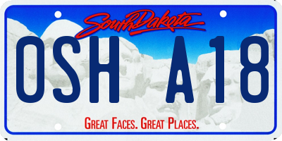 SD license plate 0SHA18