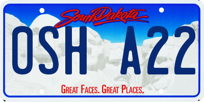 SD license plate 0SHA22