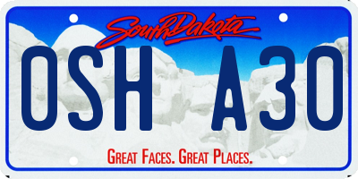 SD license plate 0SHA30