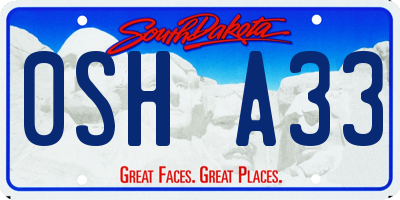 SD license plate 0SHA33