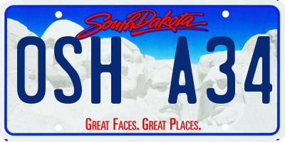 SD license plate 0SHA34