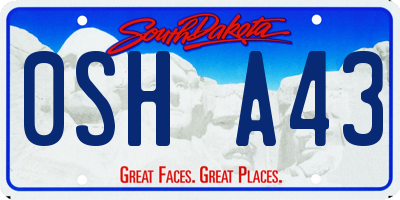 SD license plate 0SHA43