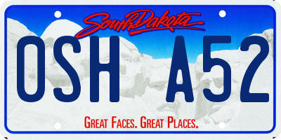 SD license plate 0SHA52