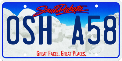 SD license plate 0SHA58