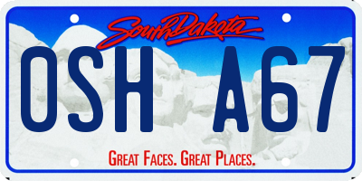 SD license plate 0SHA67