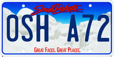 SD license plate 0SHA72