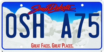 SD license plate 0SHA75