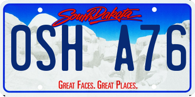 SD license plate 0SHA76