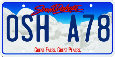 SD license plate 0SHA78