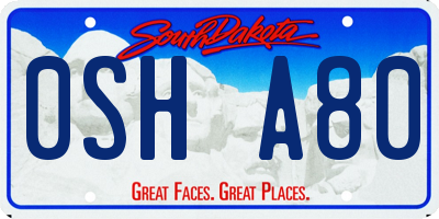 SD license plate 0SHA80